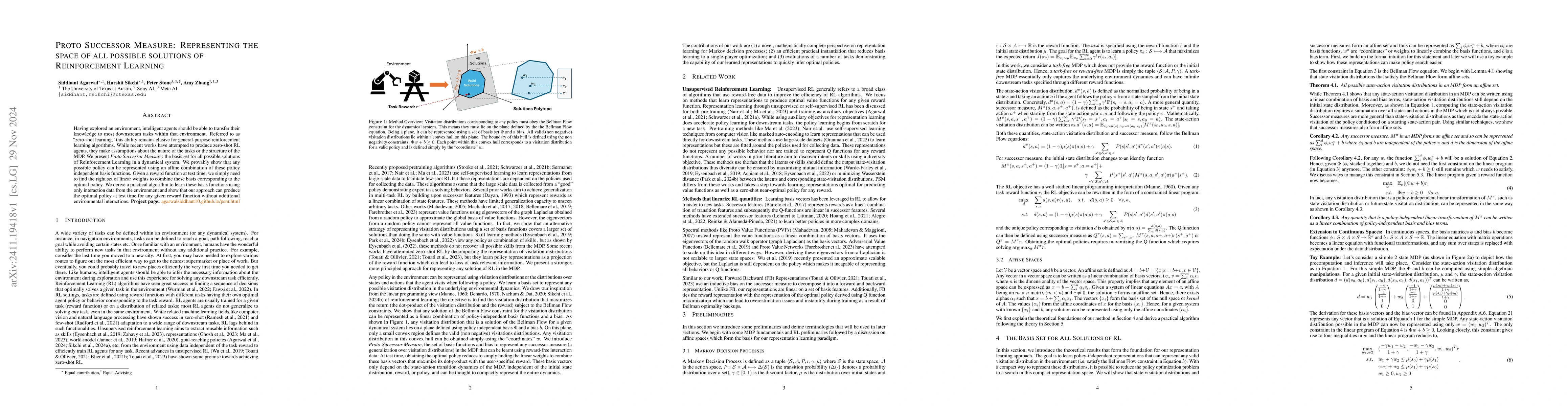 Thumbnail for Proto Successor Measure: Representing the Space of All Possible
  Solutions of Reinforcement Learning