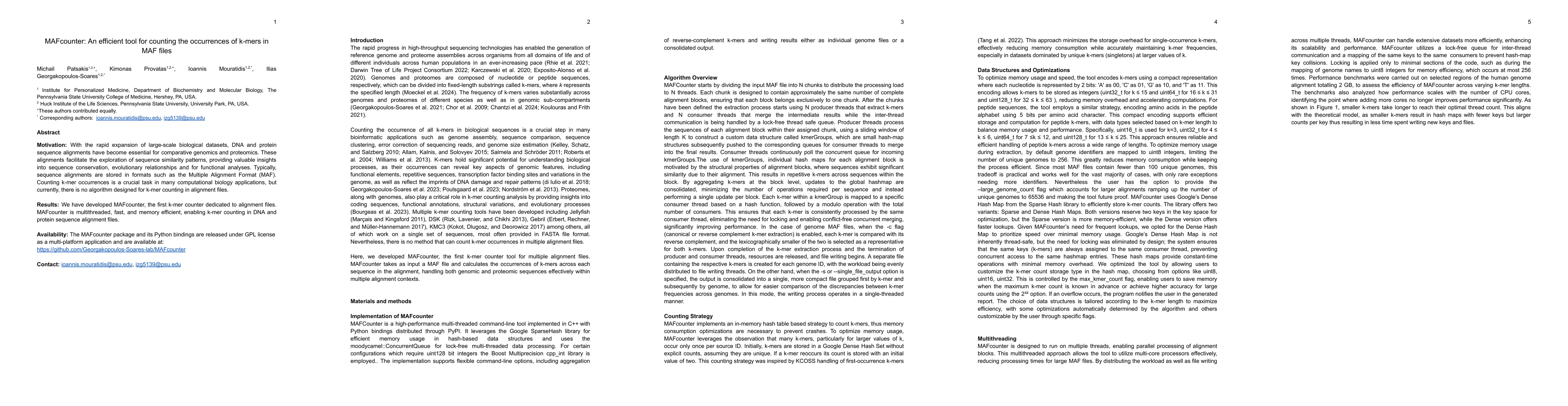 Thumbnail for MAFcounter: An efficient tool for counting the occurrences of k-mers in
  MAF files
