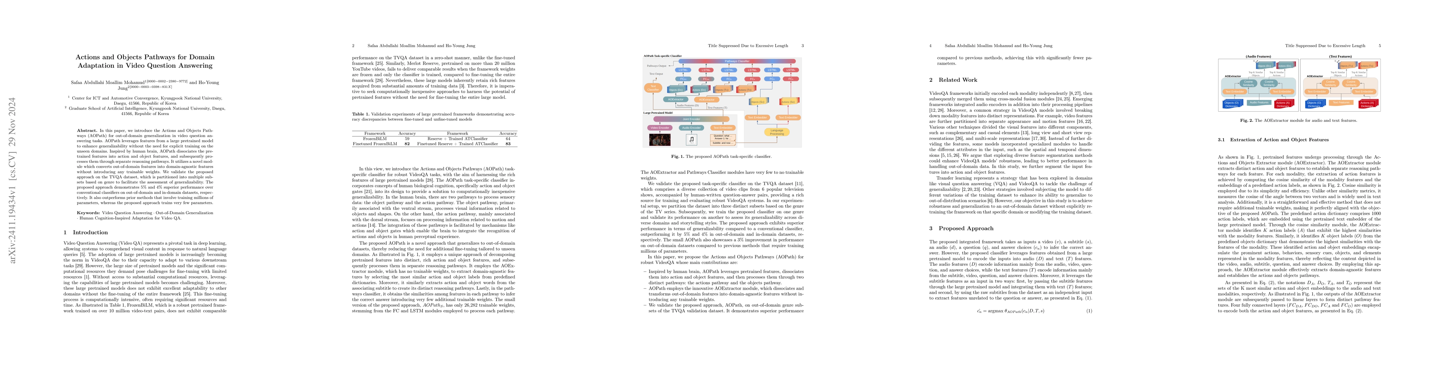 Thumbnail for Actions and Objects Pathways for Domain Adaptation in Video Question
  Answering