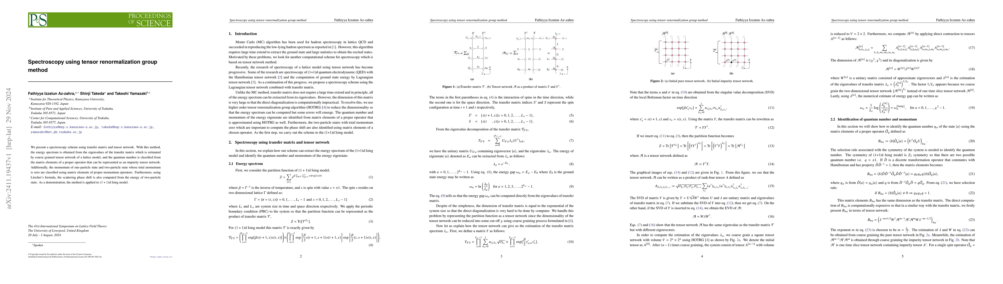 Thumbnail for Spectroscopy using tensor renormalization group method