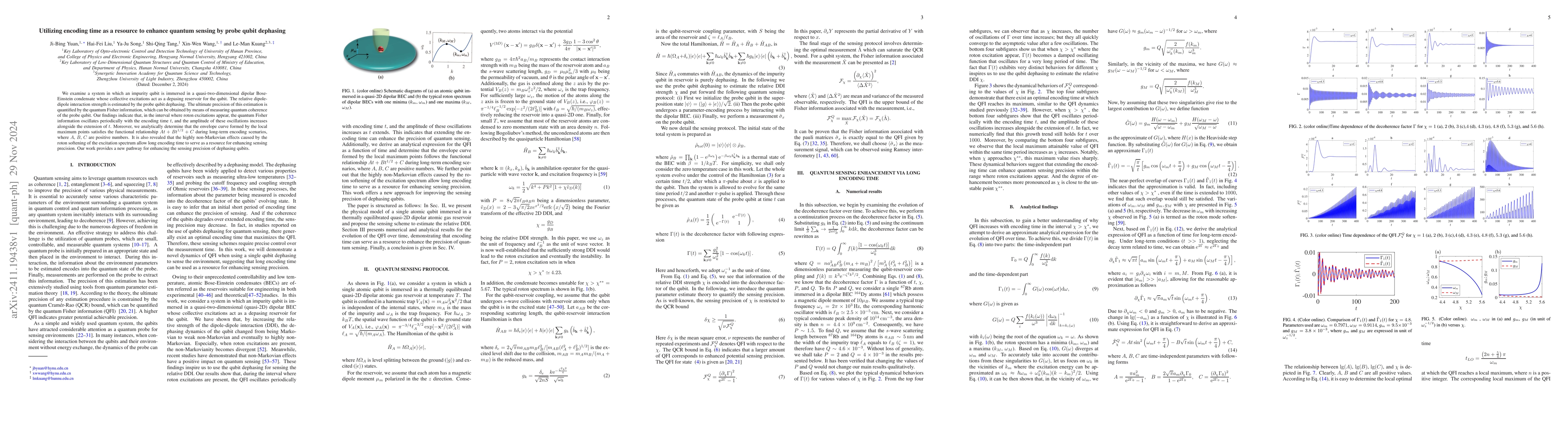 Thumbnail for Utilizing encoding time as a resource to enhance quantum sensing by
  probe qubit dephasing
