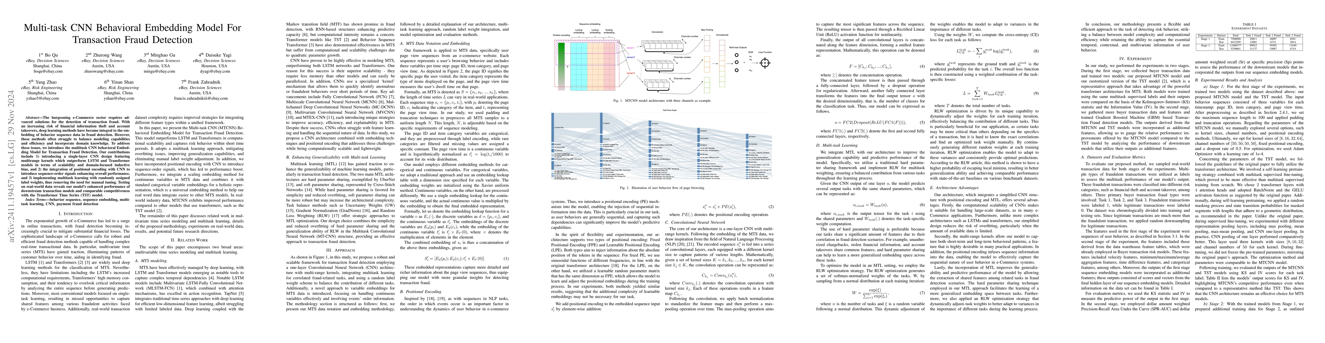 Thumbnail for Multi-task CNN Behavioral Embedding Model For Transaction Fraud
  Detection