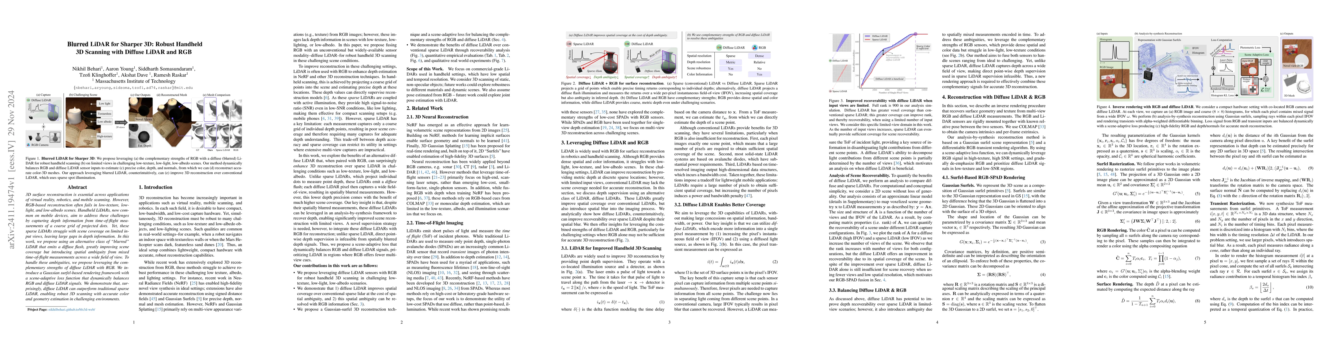 Thumbnail for Blurred LiDAR for Sharper 3D: Robust Handheld 3D Scanning with Diffuse
  LiDAR and RGB