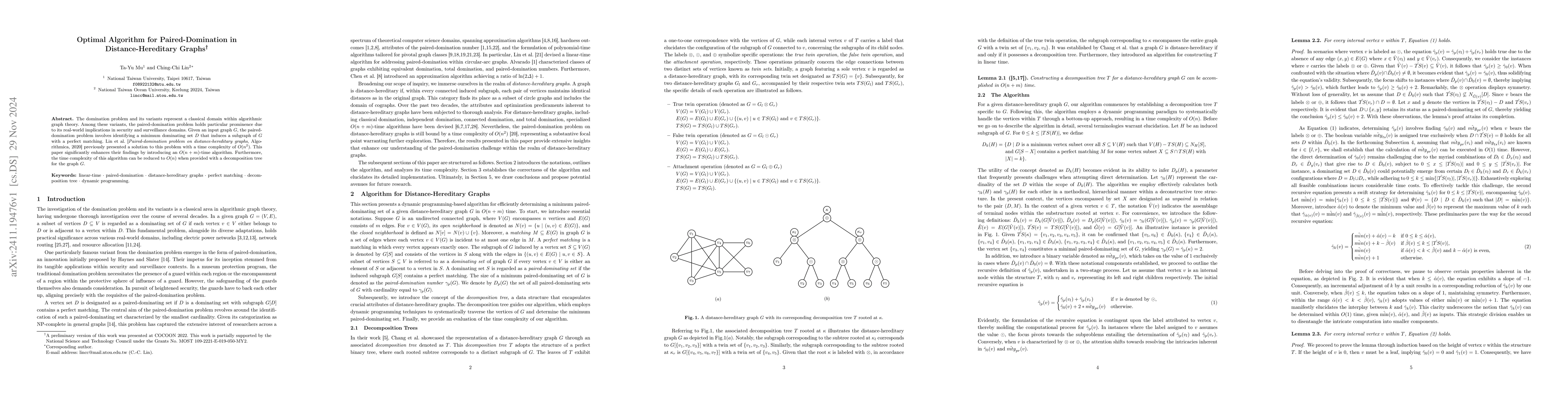 Thumbnail for Optimal Algorithm for Paired-Domination in Distance-Hereditary Graphs