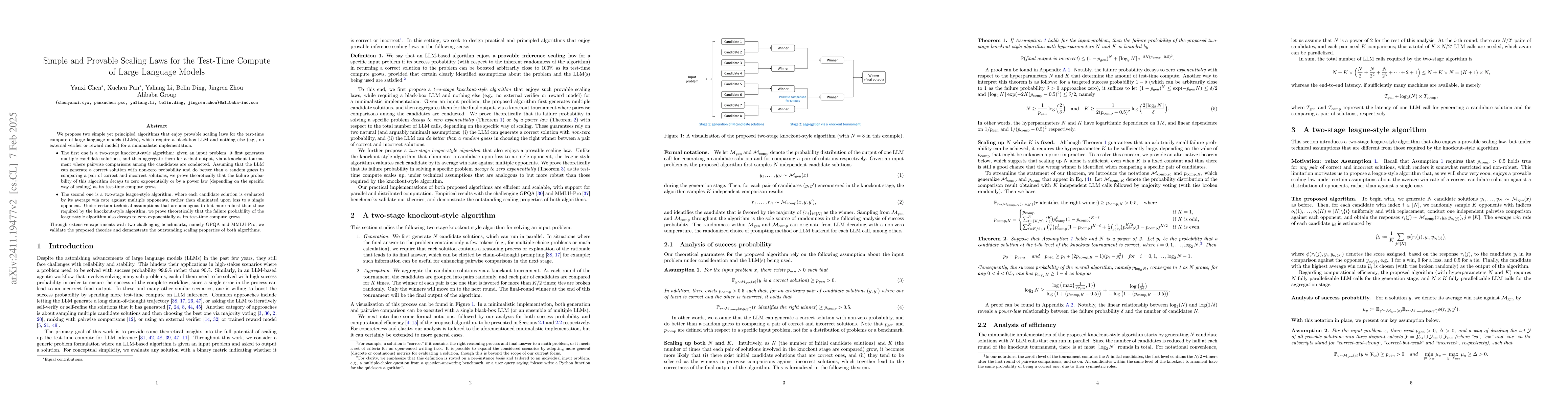 Thumbnail for A Simple and Provable Scaling Law for the Test-Time Compute of Large
  Language Models