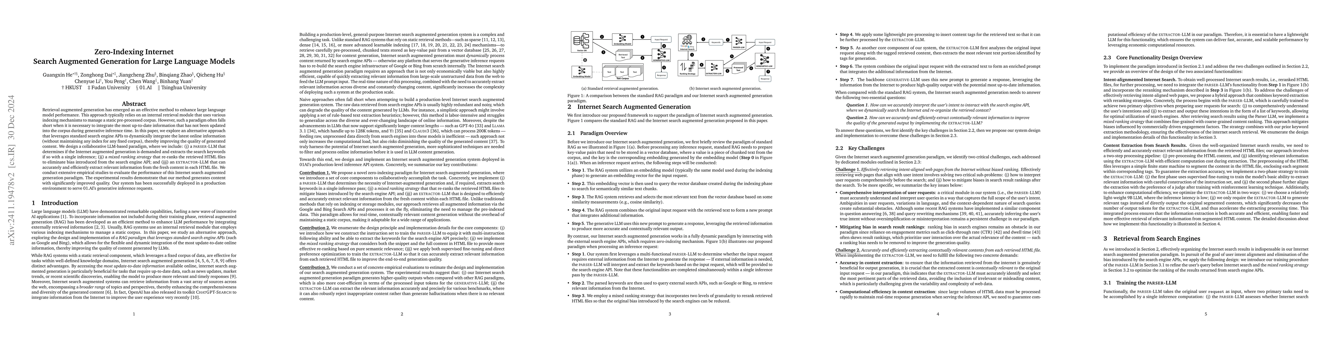 Thumbnail for Zero-Indexing Internet Search Augmented Generation for Large Language
  Models
