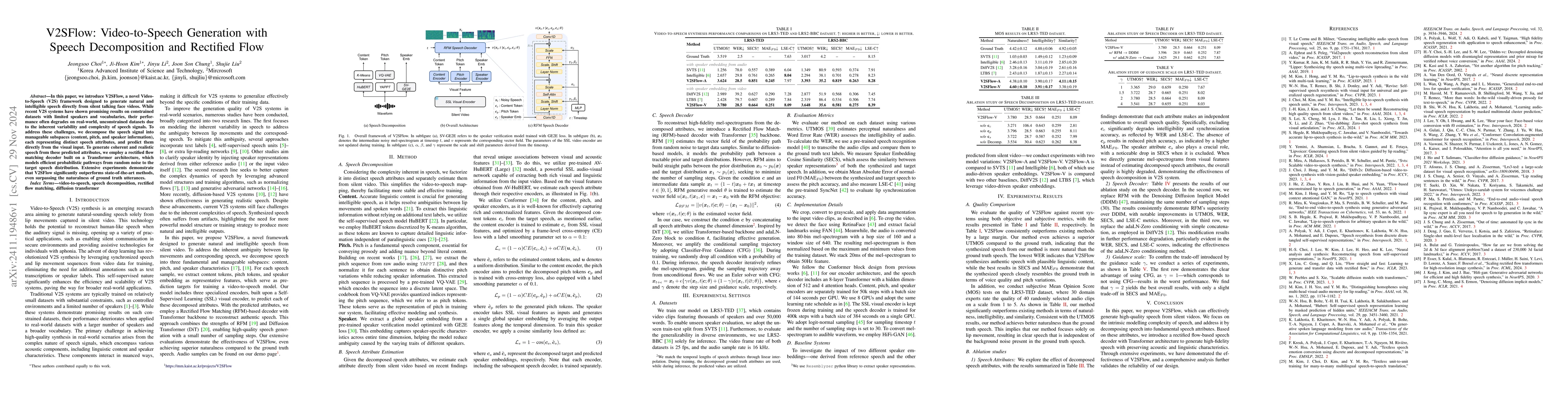 Thumbnail for V2SFlow: Video-to-Speech Generation with Speech Decomposition and
  Rectified Flow