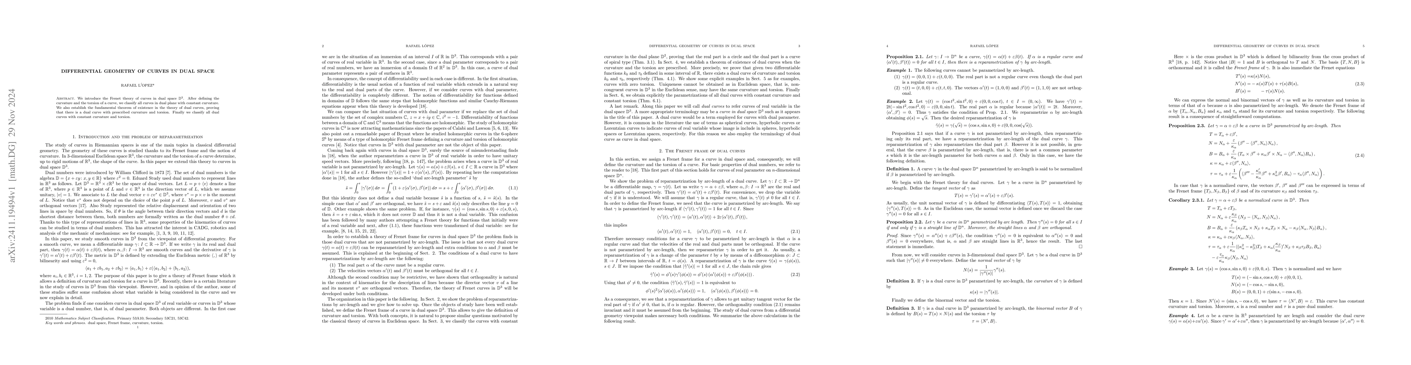 Thumbnail for Differential geometry of curves in dual space