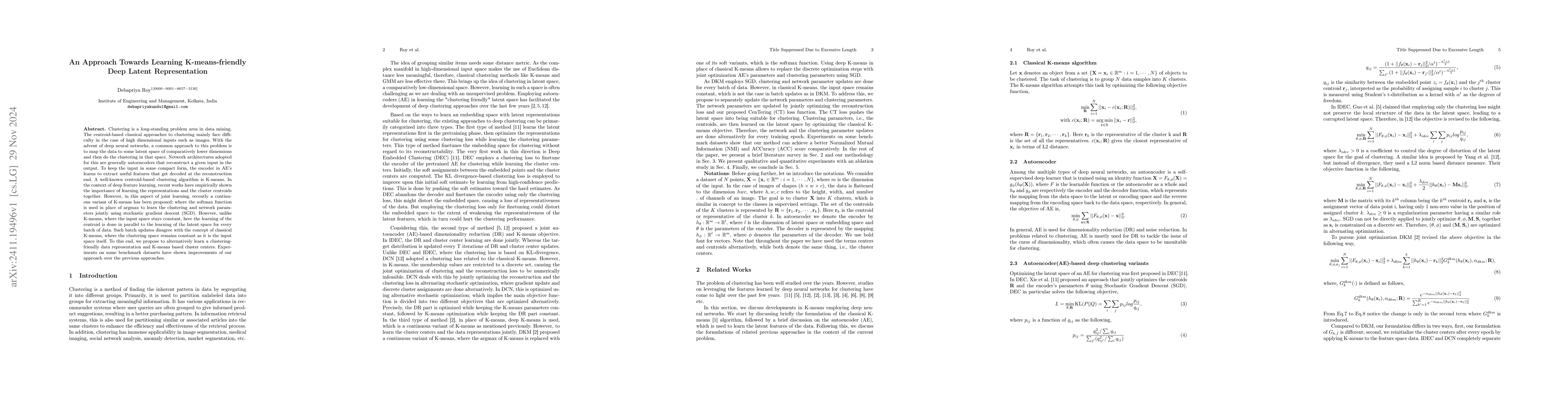 Thumbnail for An Approach Towards Learning K-means-friendly Deep Latent Representation