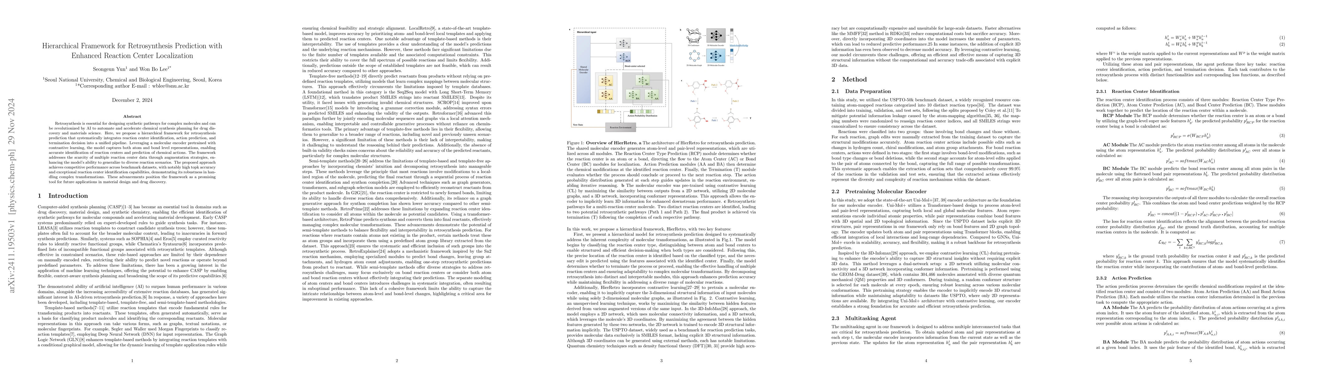 Thumbnail for Hierarchical Framework for Retrosynthesis Prediction with Enhanced
  Reaction Center Localization