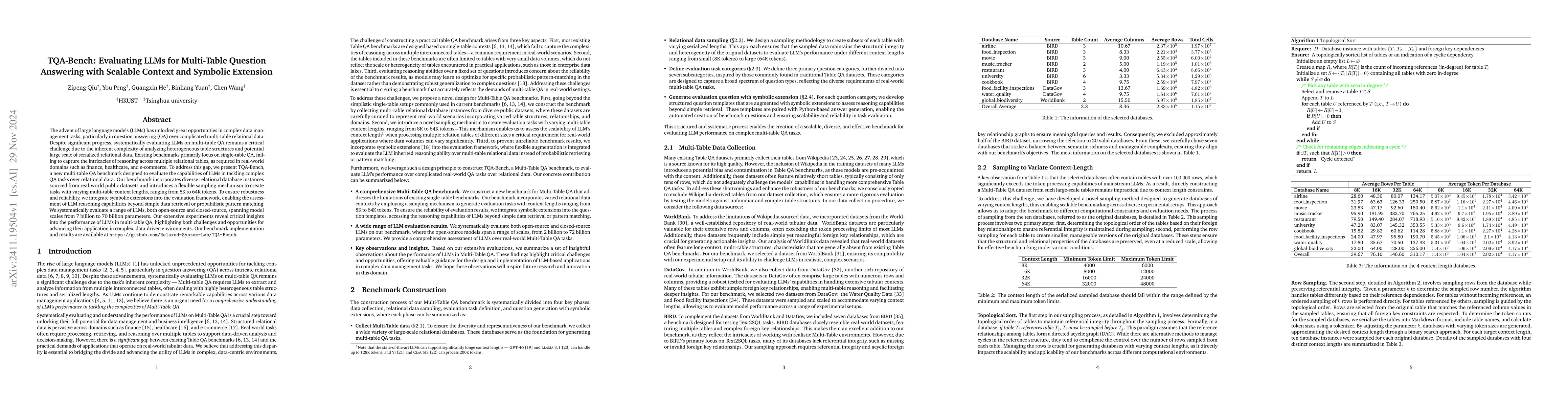 Thumbnail for TQA-Bench: Evaluating LLMs for Multi-Table Question Answering with
  Scalable Context and Symbolic Extension