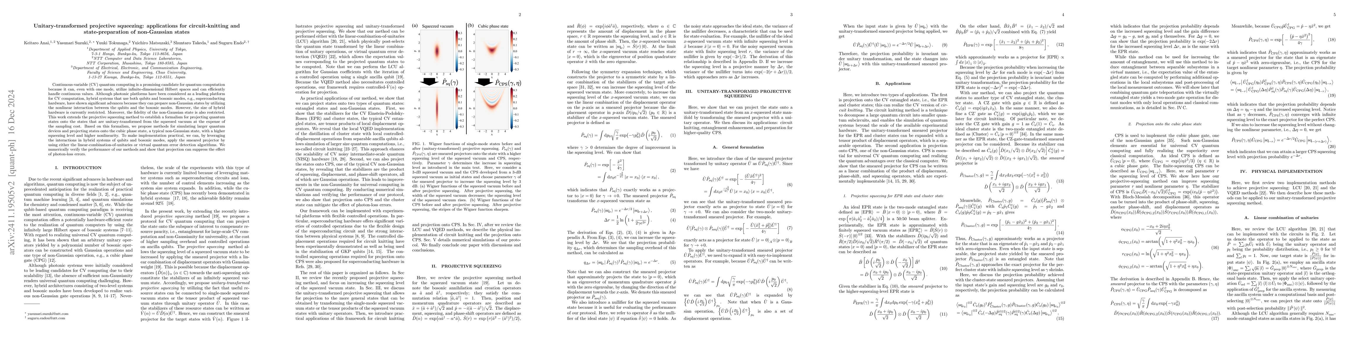 Thumbnail for Unitary-transformed projective squeezing: applications for
  circuit-knitting and state-preparation of non-Gaussian states