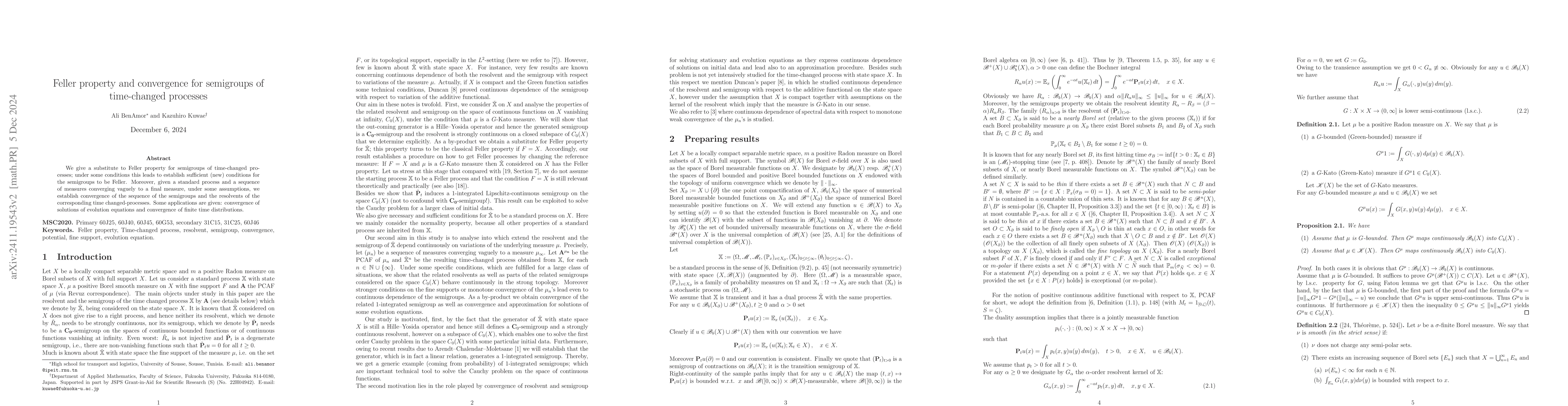 Thumbnail for Feller property and convergence for semigroups of time-changed processes