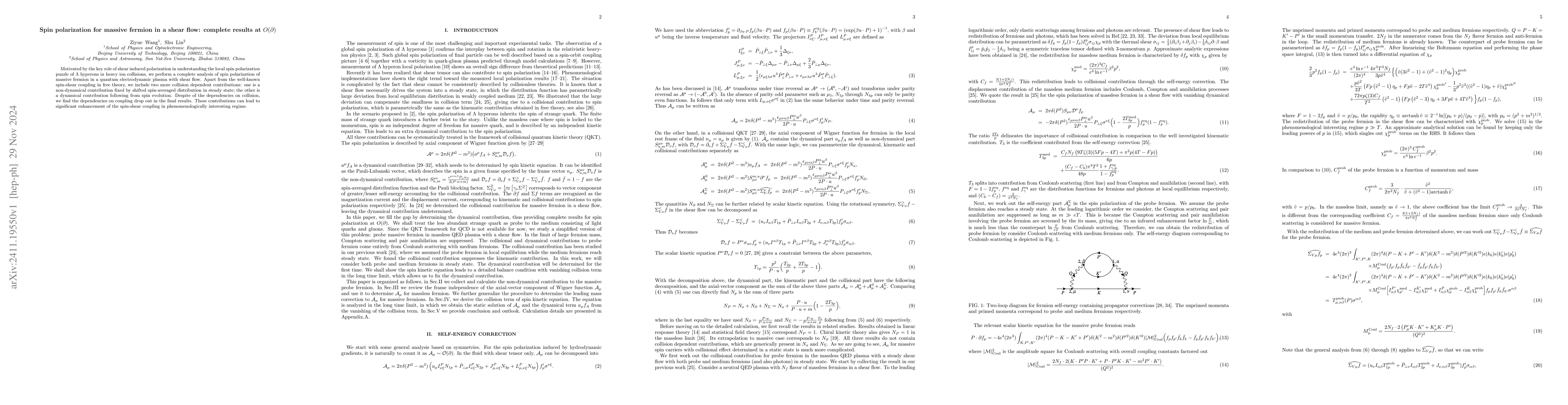 Thumbnail for Spin polarization for massive fermion in a shear flow: complete results
  at $O(\partial)$