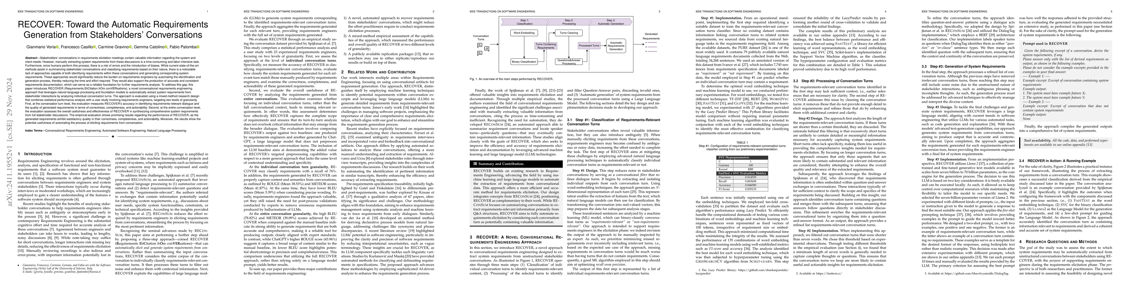 Thumbnail for RECOVER: Toward the Automatic Requirements Generation from Stakeholders'
  Conversations
