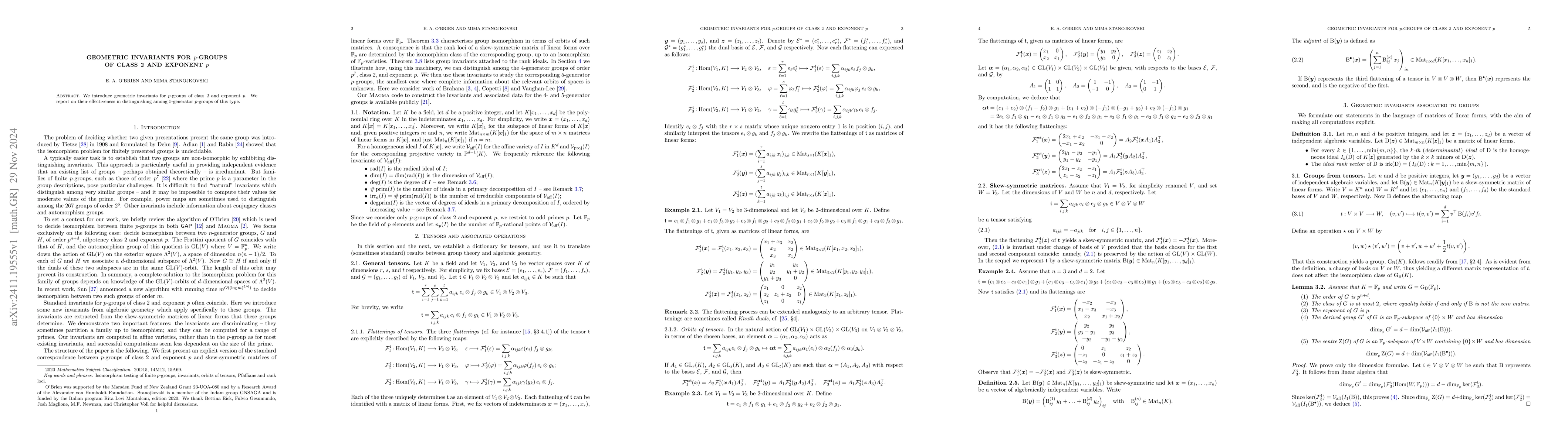 Thumbnail for Geometric invariants for $p$-groups of class 2 and exponent $p$