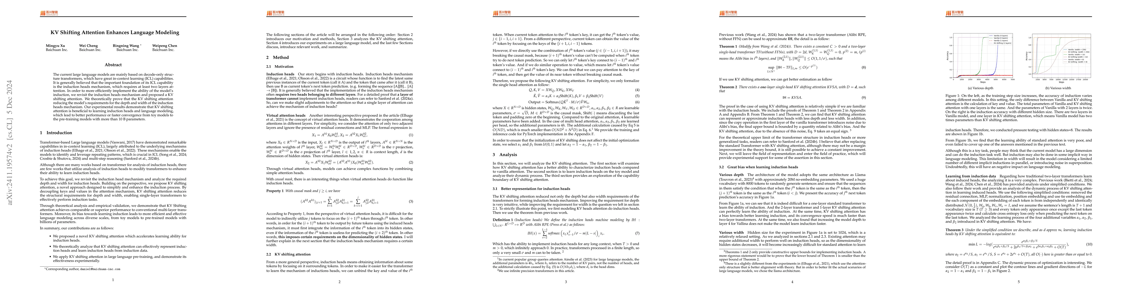 Thumbnail for KV Shifting Attention Enhances Language Modeling