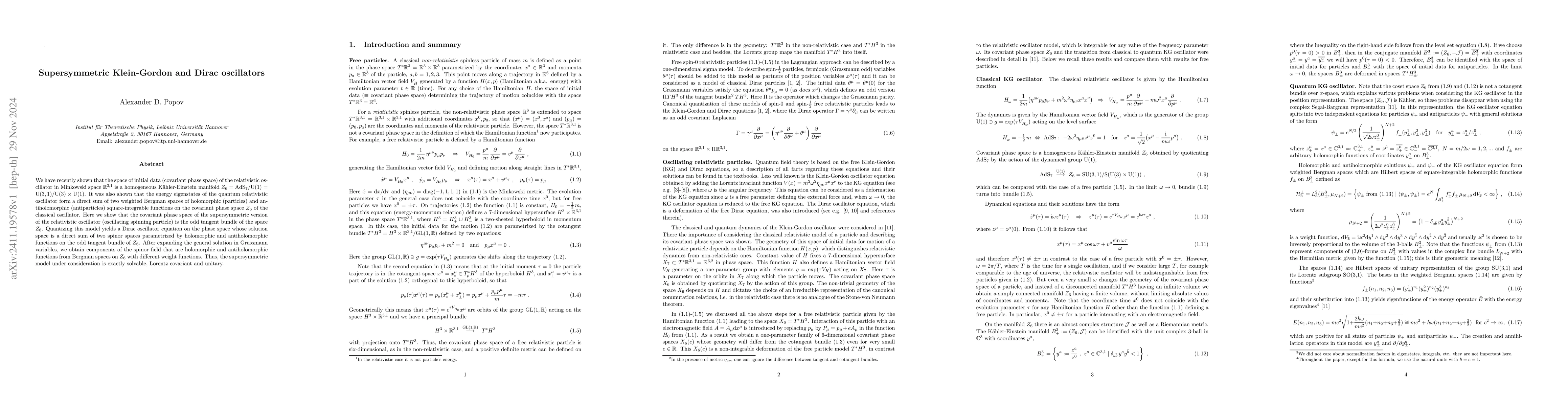 Thumbnail for Supersymmetric Klein-Gordon and Dirac oscillators