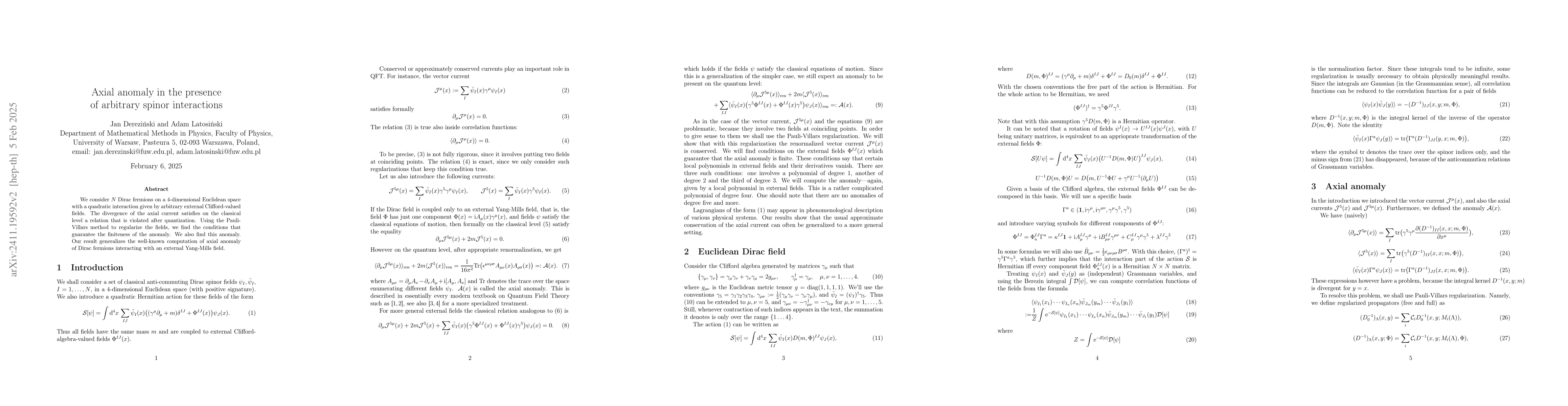 Thumbnail for Axial anomaly in the presence of arbitrary spinor interactions
