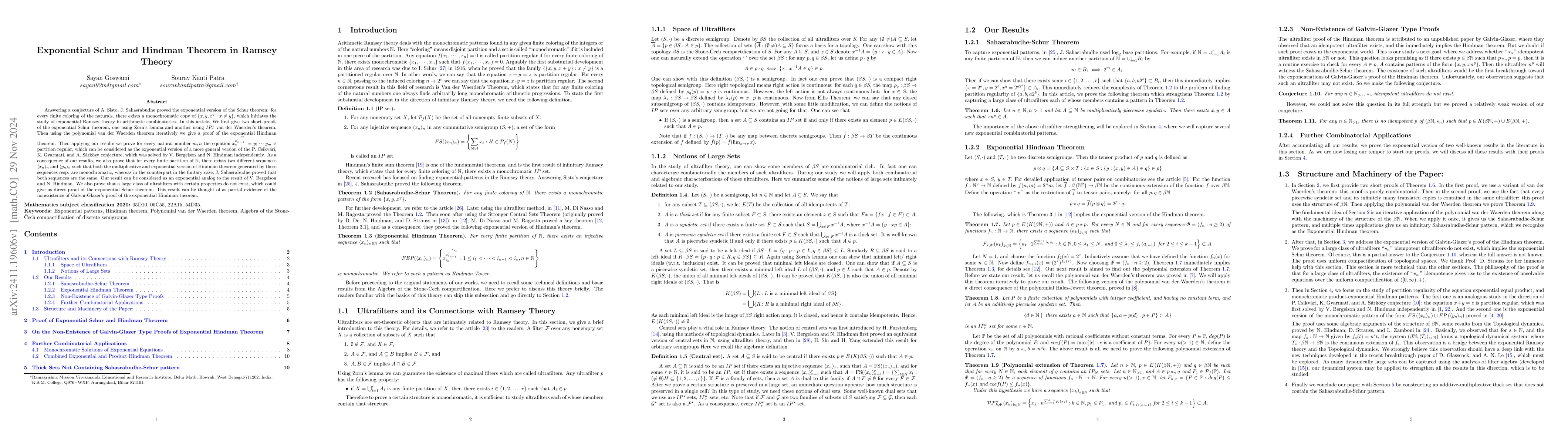 Thumbnail for Exponential Schur and Hindman Theorem in Ramsey Theory