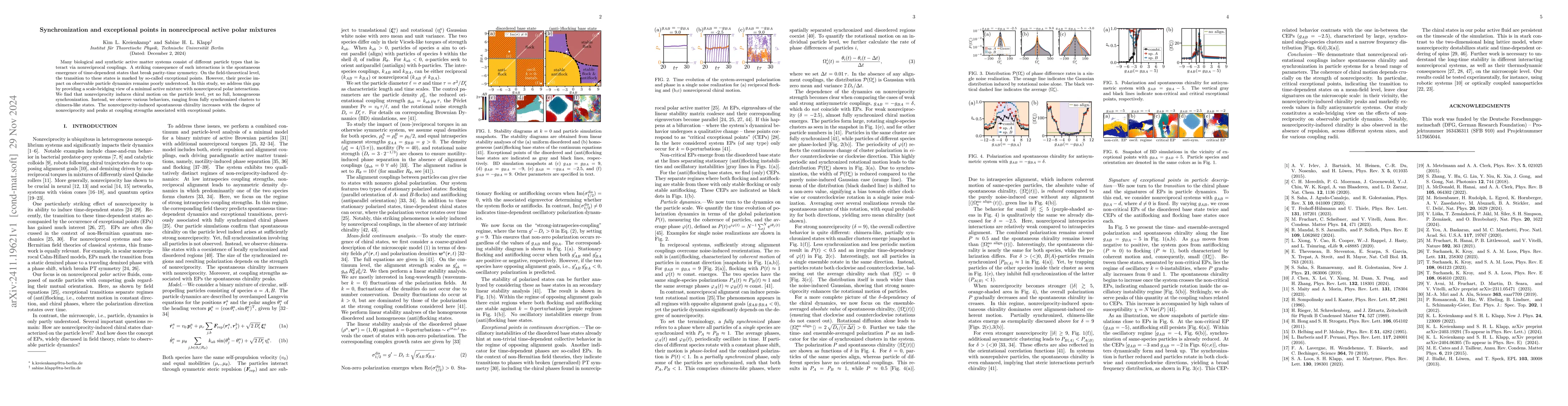 Thumbnail for Synchronization and exceptional points in nonreciprocal active polar
  mixtures