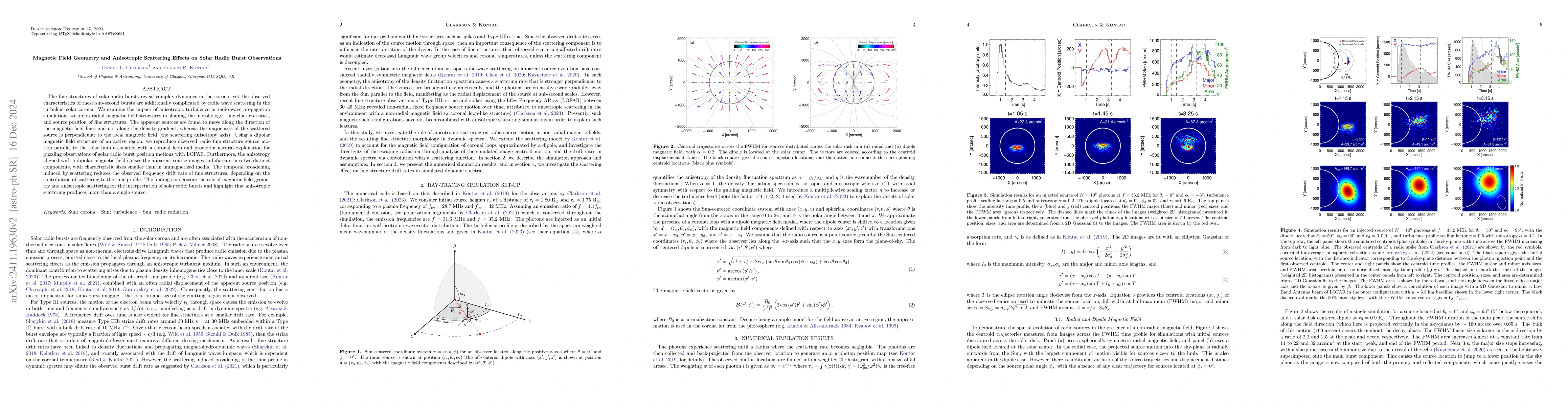 Thumbnail for Magnetic Field Geometry and Anisotropic Scattering Effects on Solar
  Radio Burst Observations