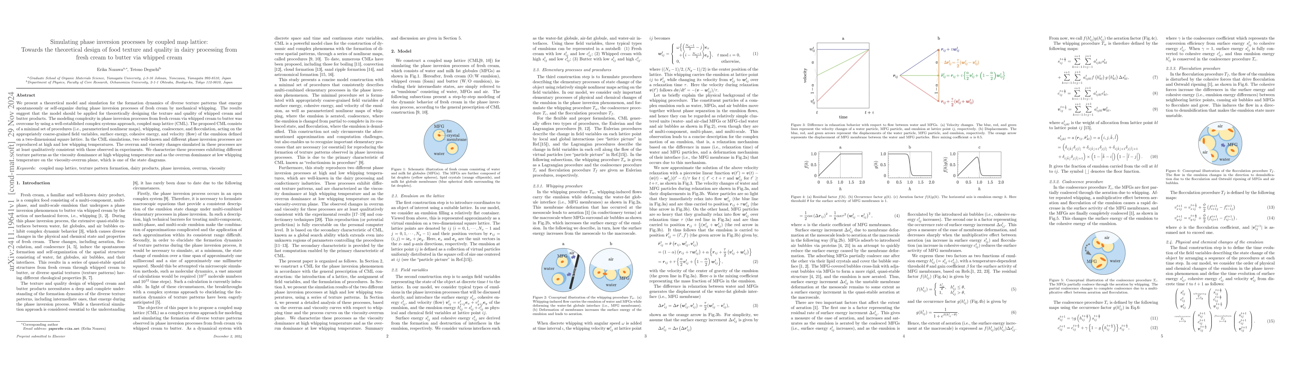 Thumbnail for Simulating phase inversion processes by coupled map lattice: Towards the
  theoretical design of food texture and quality in dairy processing from fresh
  cream to butter via whipped cream