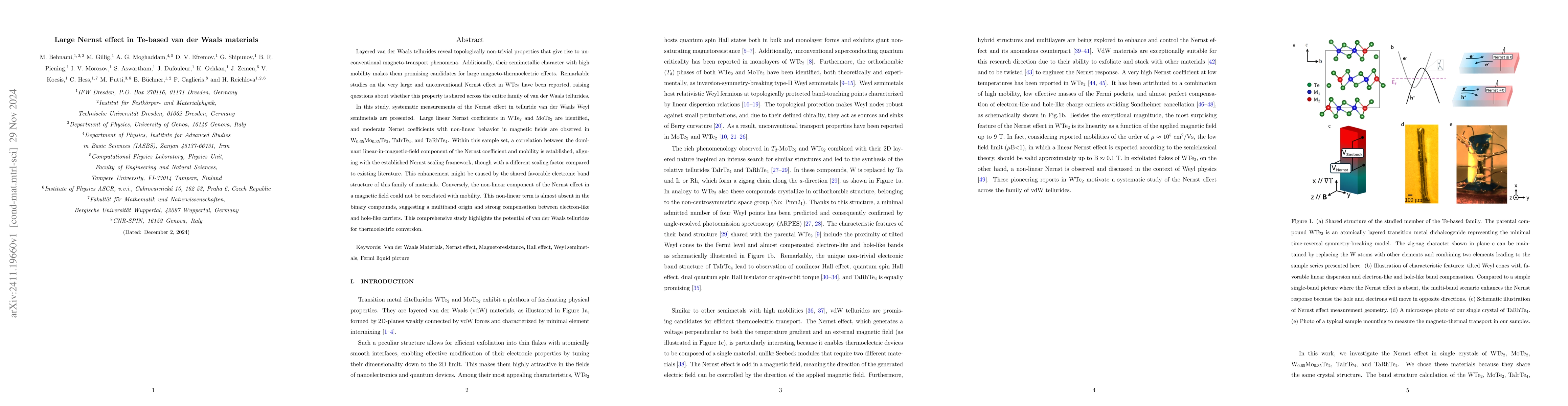 Thumbnail for Large Nernst effect in Te-based van der Waals materials