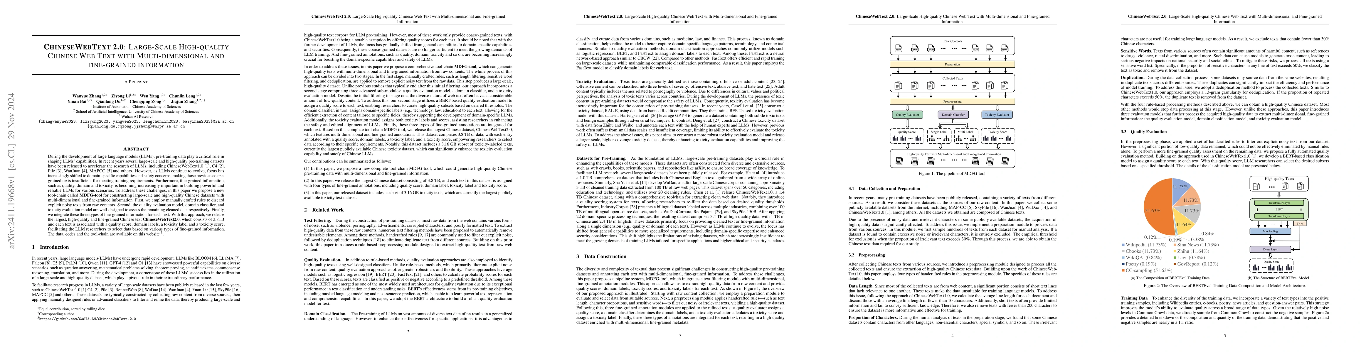 Thumbnail for ChineseWebText 2.0: Large-Scale High-quality Chinese Web Text with
  Multi-dimensional and fine-grained information