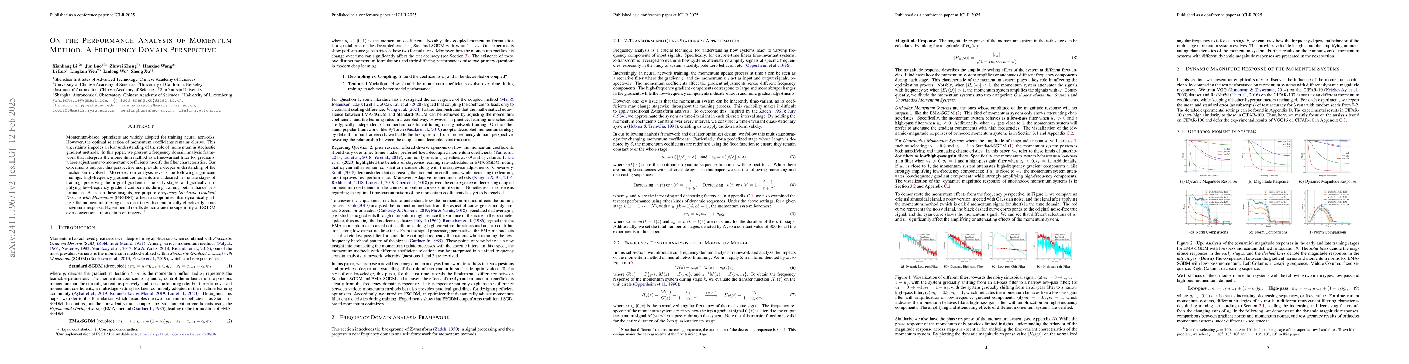 Thumbnail for On the Performance Analysis of Momentum Method: A Frequency Domain
  Perspective