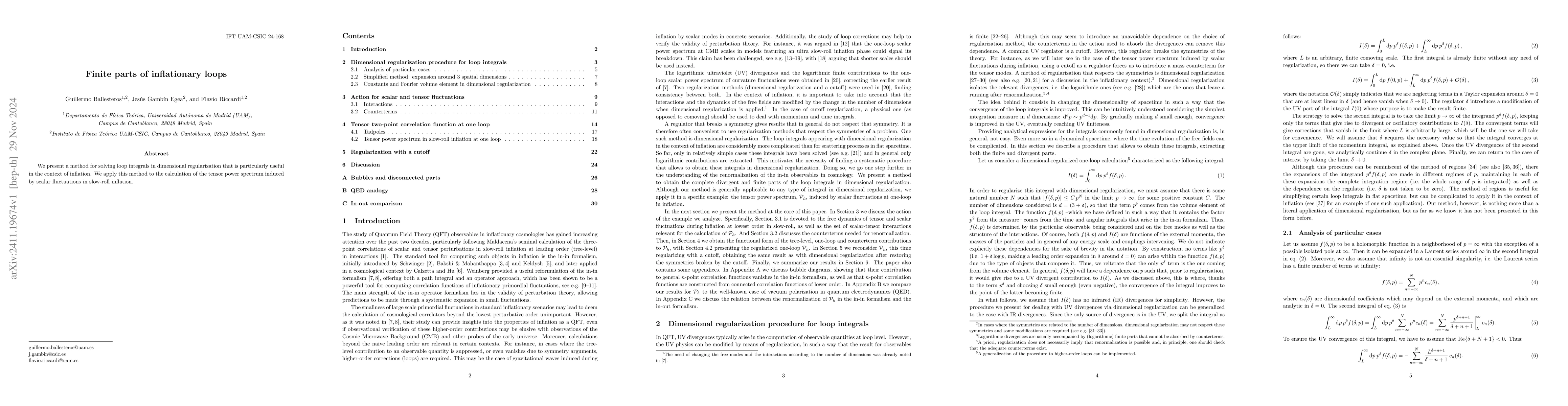Thumbnail for Finite parts of inflationary loops