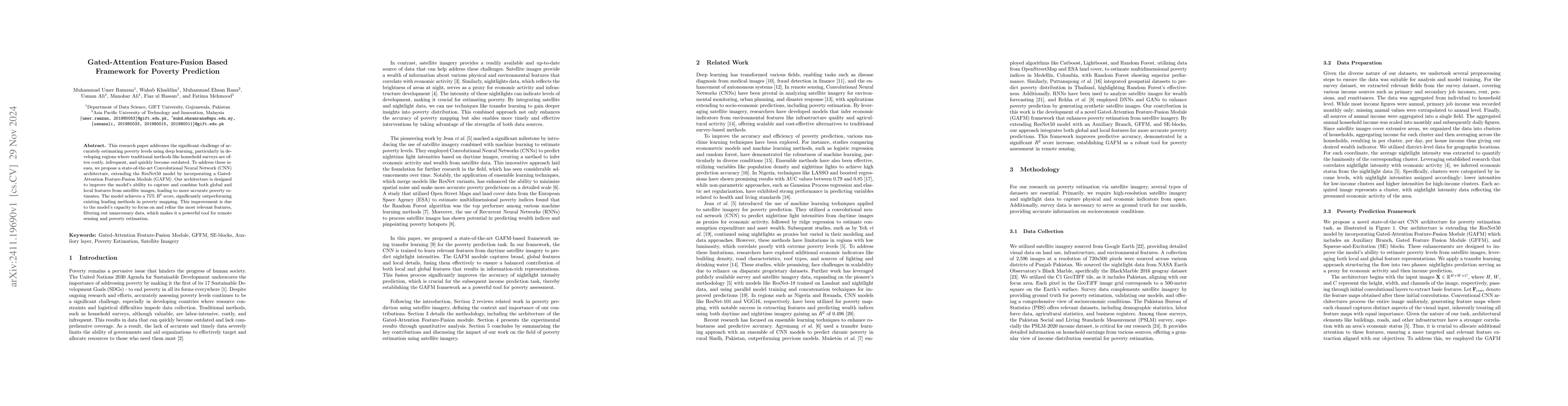 Thumbnail for Gated-Attention Feature-Fusion Based Framework for Poverty Prediction