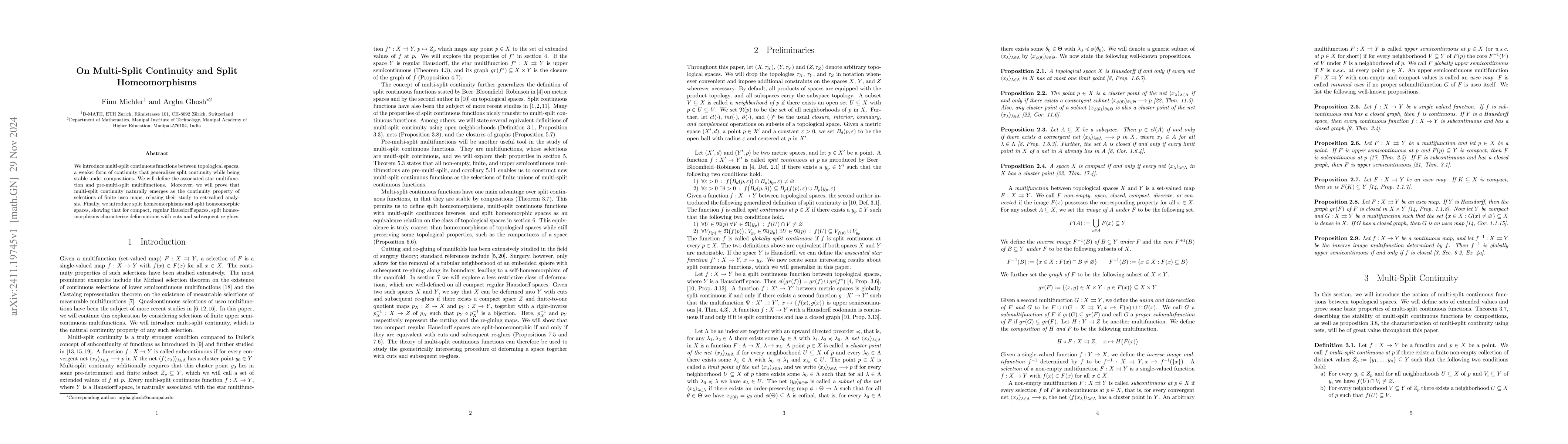 Thumbnail for On Multi-Split Continuity and Split Homeomorphisms
