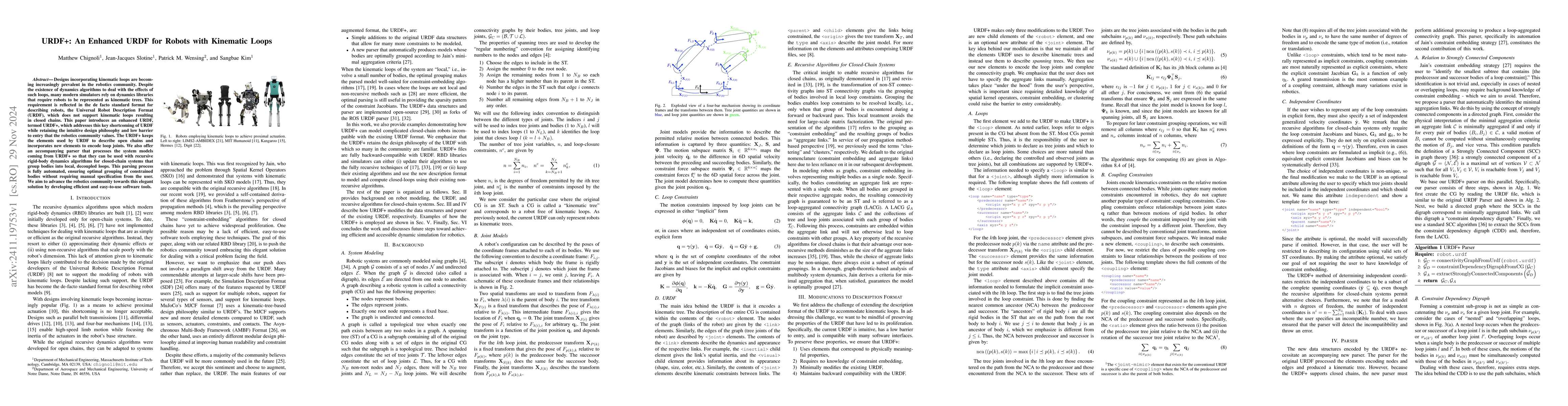 Thumbnail for URDF+: An Enhanced URDF for Robots with Kinematic Loops