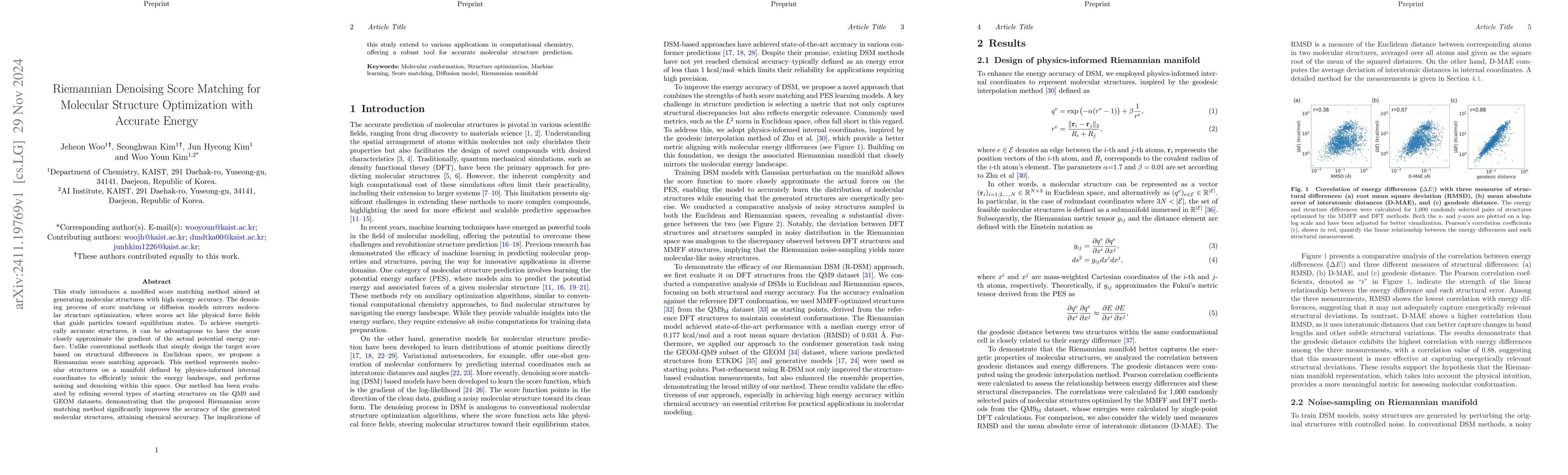 Thumbnail for Riemannian Denoising Score Matching for Molecular Structure Optimization
  with Accurate Energy