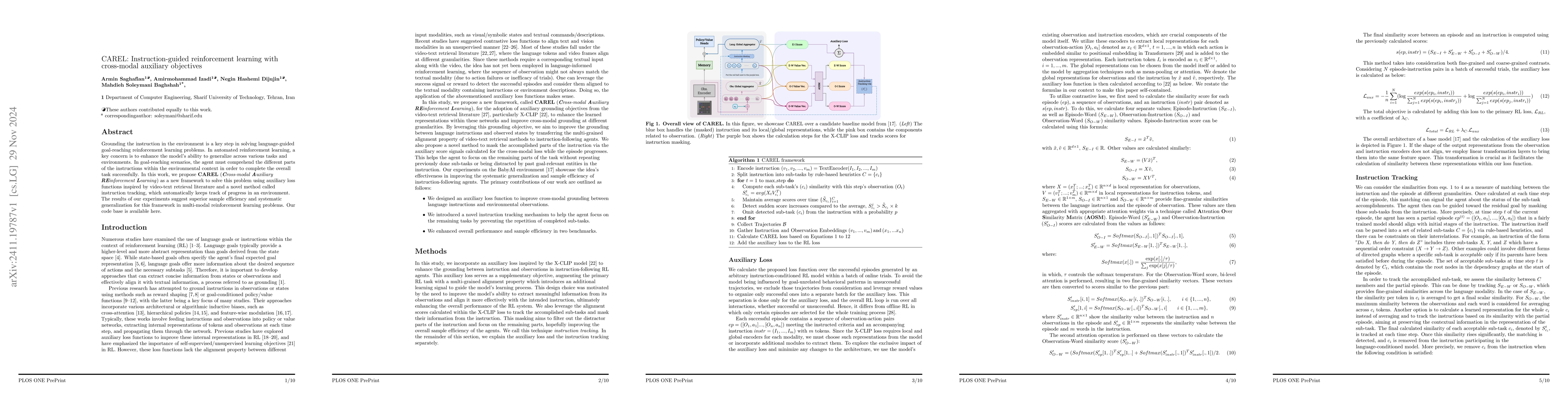 Thumbnail for CAREL: Instruction-guided reinforcement learning with cross-modal
  auxiliary objectives