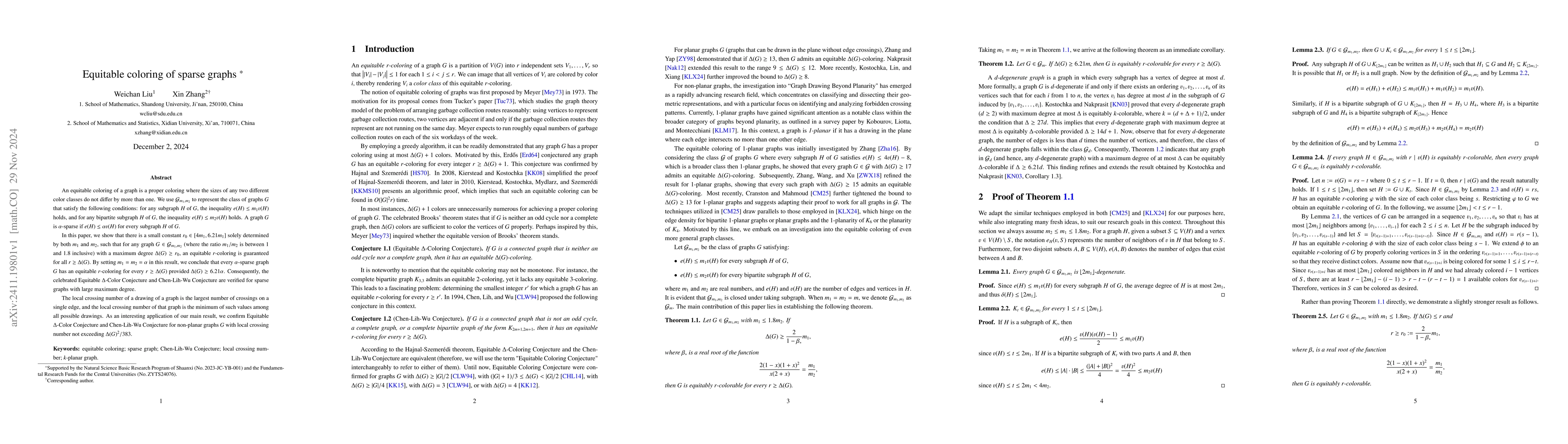 Thumbnail for Equitable coloring of sparse graphs
