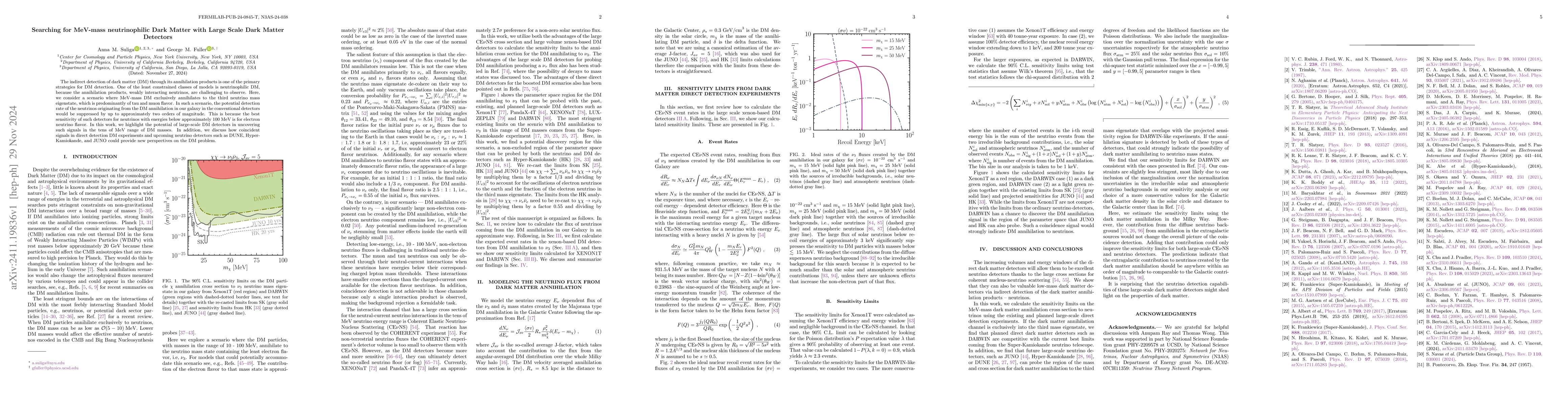 Thumbnail for Searching for MeV-mass neutrinophilic Dark Matter with Large Scale Dark
  Matter Detectors