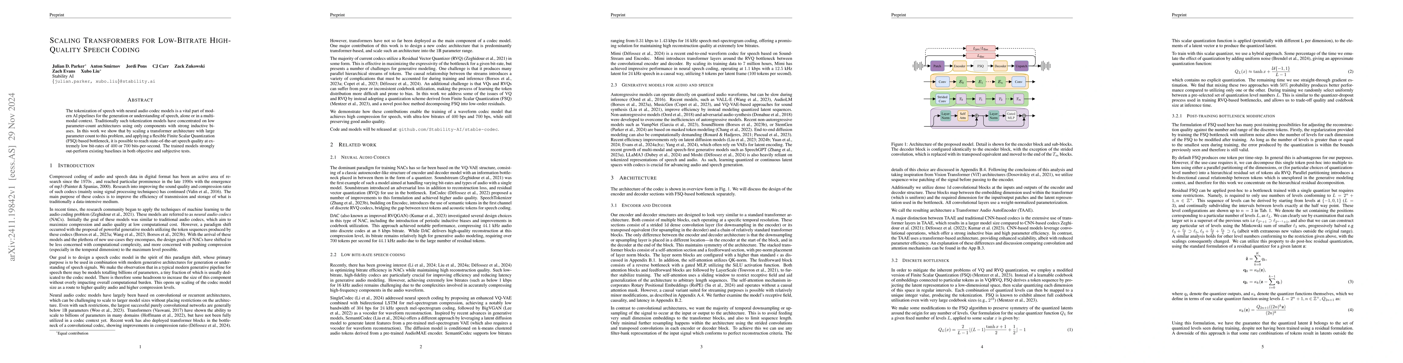 Thumbnail for Scaling Transformers for Low-Bitrate High-Quality Speech Coding