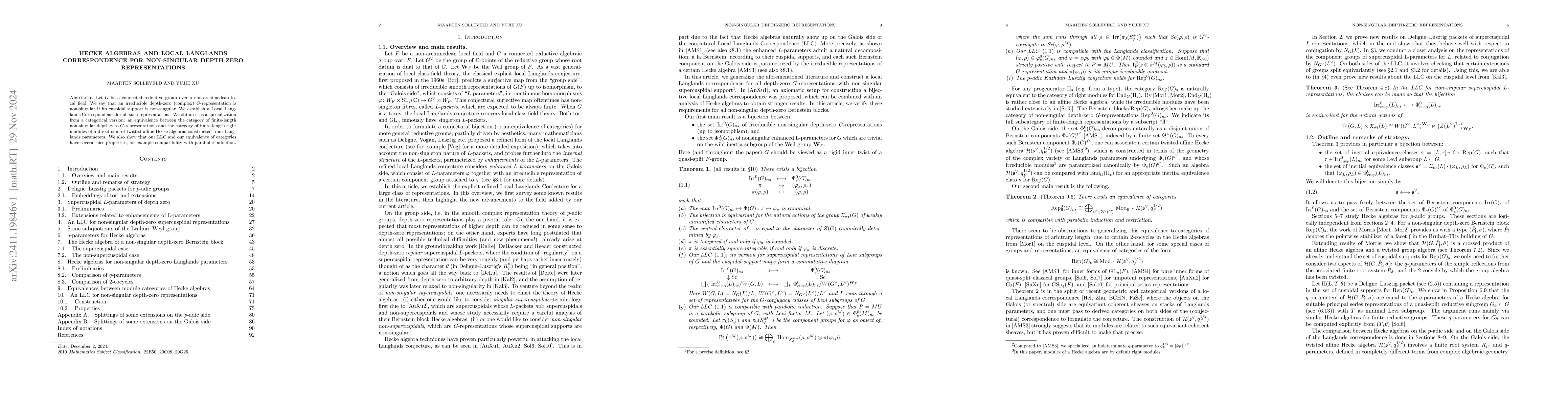 Thumbnail for Hecke algebras and local Langlands correspondence for non-singular
  depth-zero representations