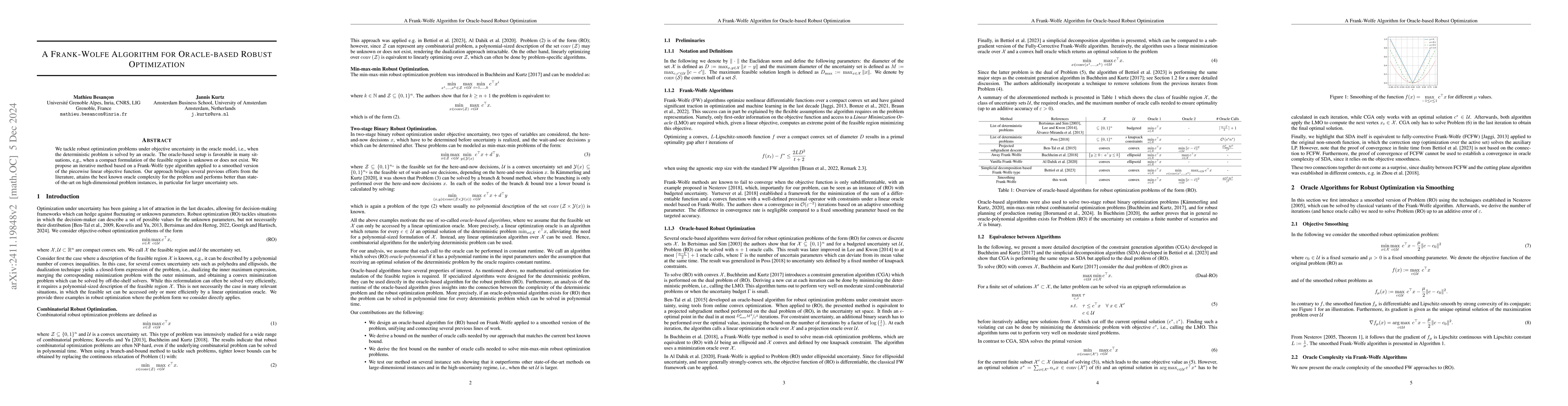 Thumbnail for A Frank-Wolfe Algorithm for Oracle-based Robust Optimization