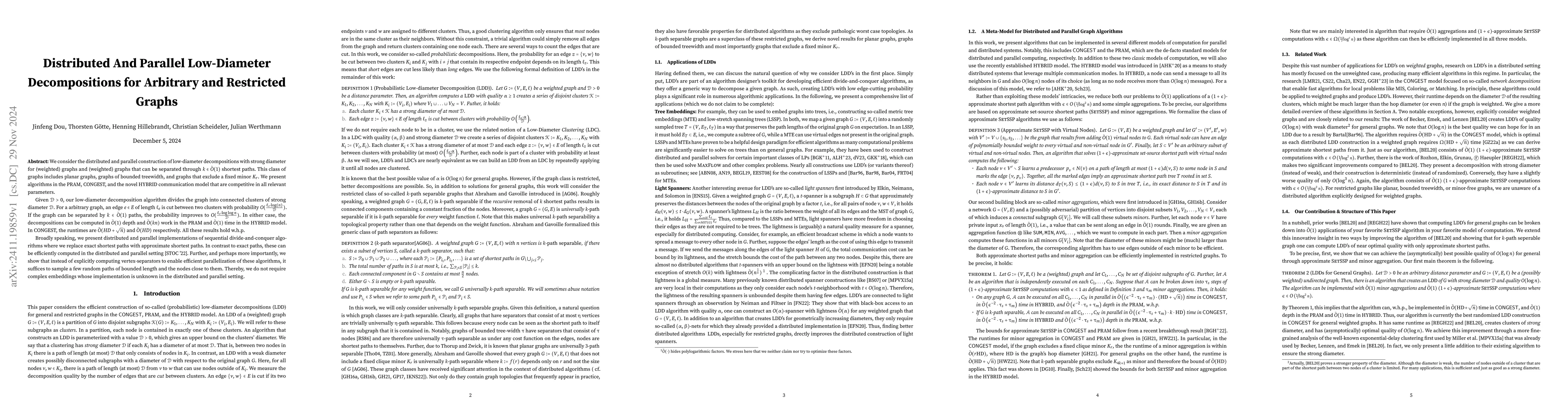 Thumbnail for Distributed And Parallel Low-Diameter Decompositions for Arbitrary and
  Restricted Graphs