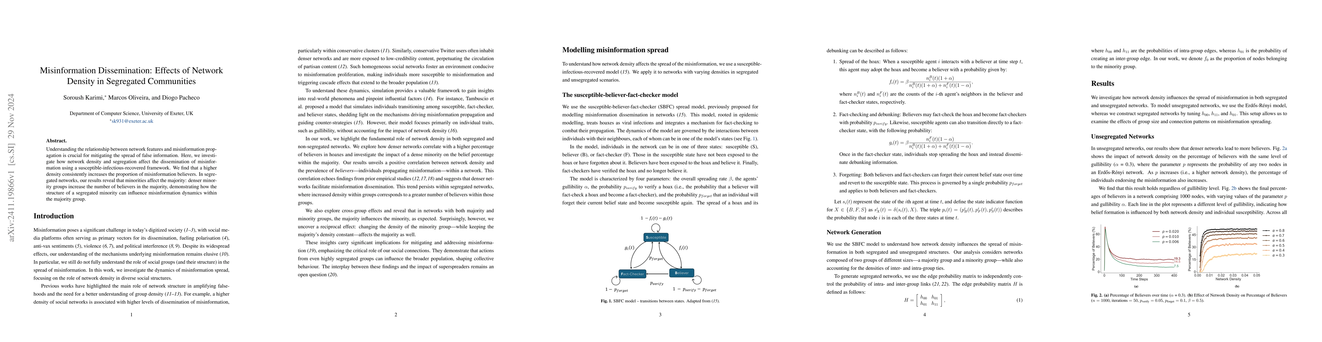 Thumbnail for Misinformation Dissemination: Effects of Network Density in Segregated
  Communities
