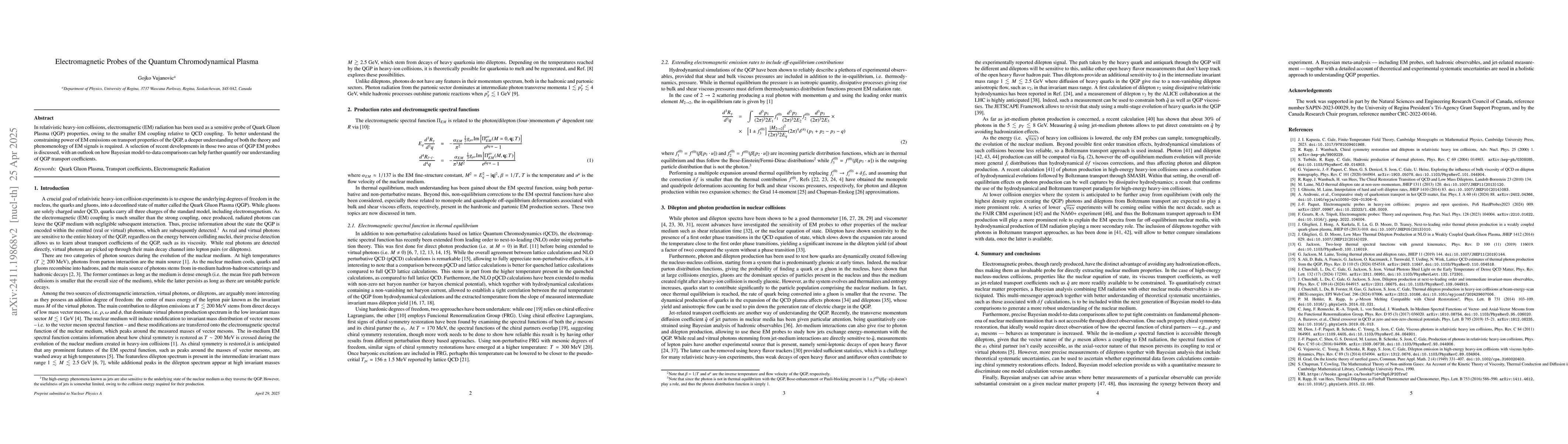 Thumbnail for Electromagnetic Probes of the Quantum Chromodynamical Plasma