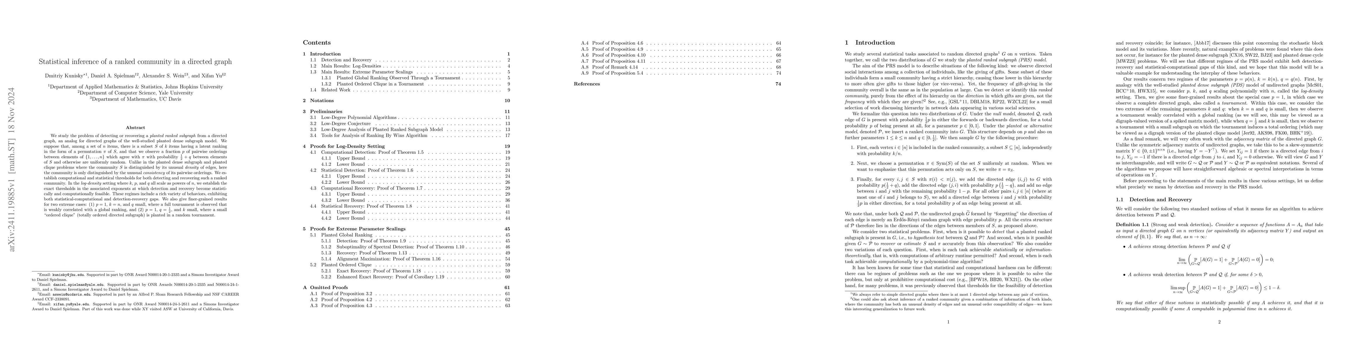 Thumbnail for Statistical inference of a ranked community in a directed graph