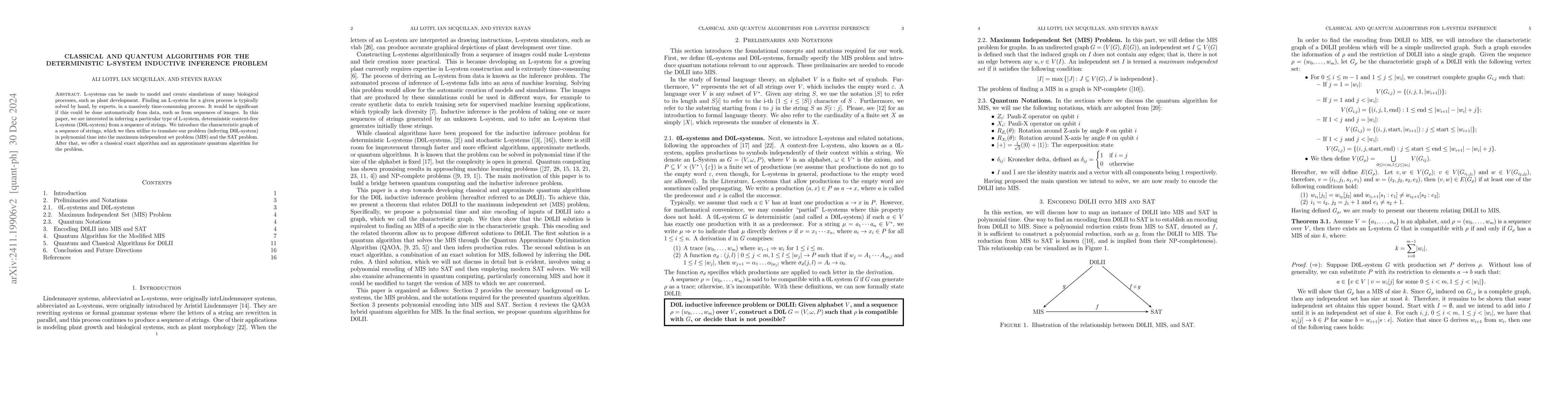Thumbnail for Classical and Quantum Algorithms for the Deterministic L-system
  Inductive Inference Problem