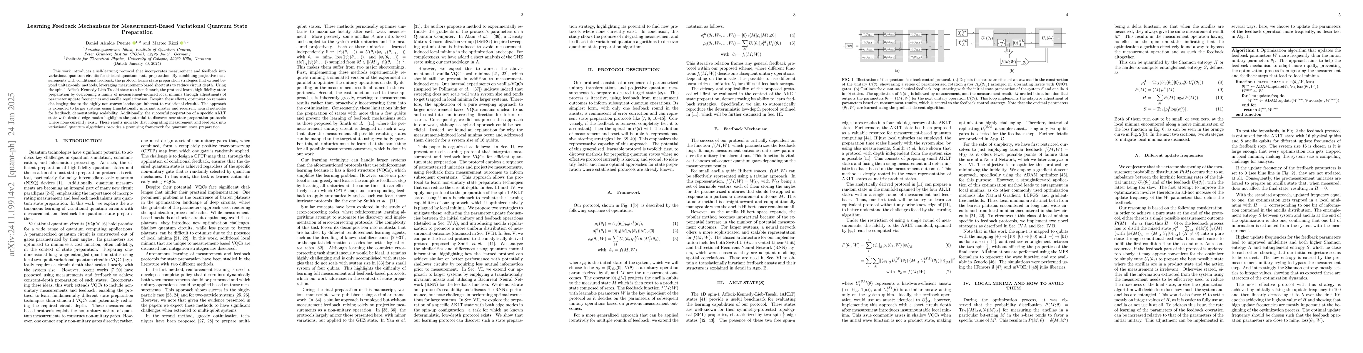 Thumbnail for Learning Feedback Mechanisms for Measurement-Based Variational Quantum
  State Preparation