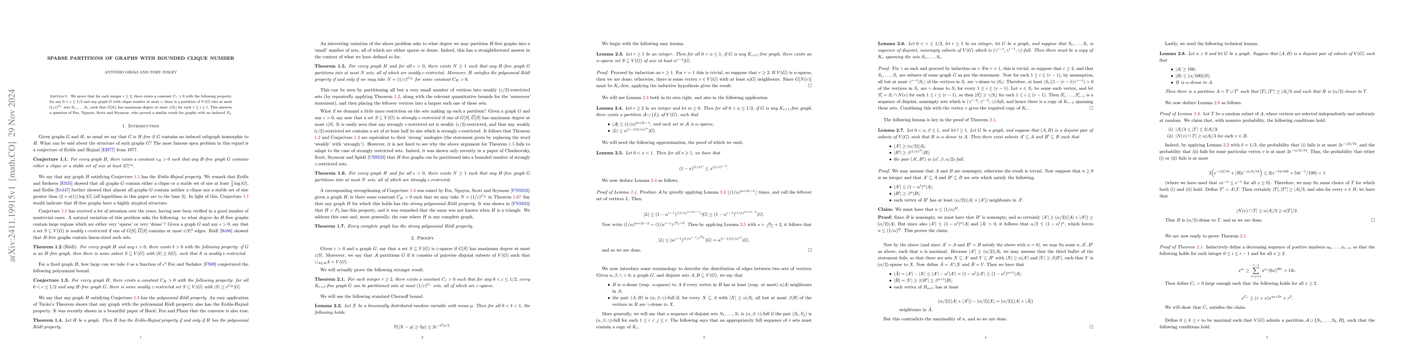 Thumbnail for Sparse Partitions of Graphs with Bounded Clique Number