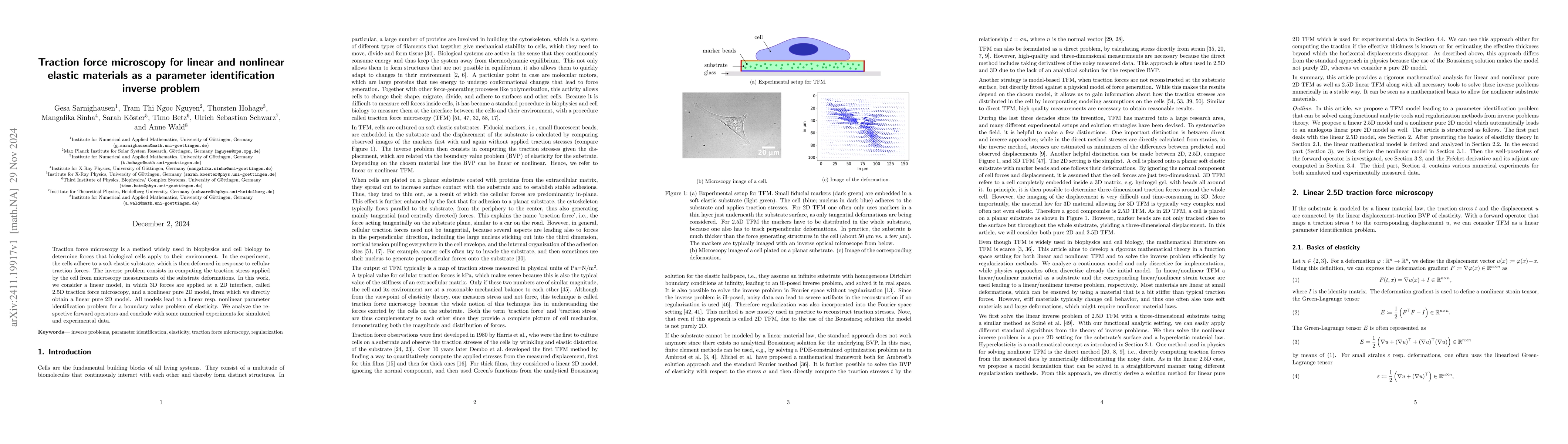 Thumbnail for Traction force microscopy for linear and nonlinear elastic materials as
  a parameter identification inverse problem