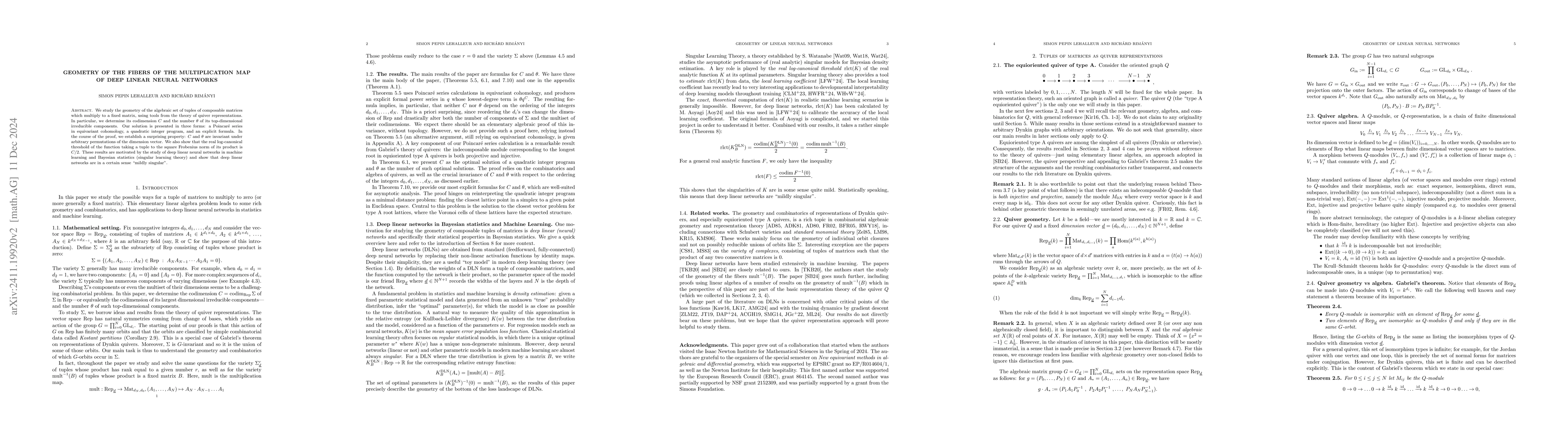 Thumbnail for Geometry of fibers of the multiplication map of deep linear neural
  networks